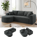 Sofa Eck, mit Schlaffunktion, 263cm Corduroy Modulares Boneless Couch mit Chaiselongue, L-Form Schlafsofa, Sektionssofas mit Kissen & Seitentaschen