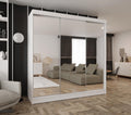 Kleiderschrank, mit Spiegel und Schiebetüren Weiß 180 × 205 cm, Caspian24