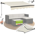 Juskys ® Gelenkarm Markise, 250 × 200 cm, UV40+ & wasserabweisend, mit Kurbel & Wandhalterung Länge + Winkel einstellbar, Beige
