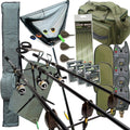 NGT Rutentaschen, Komplettes Karpfen Angelzubehör Set Up mit 3 X Stangen 3 X Rollen Beinhaltet Rute Sporttasche Carry All, Schwarz, Silber
