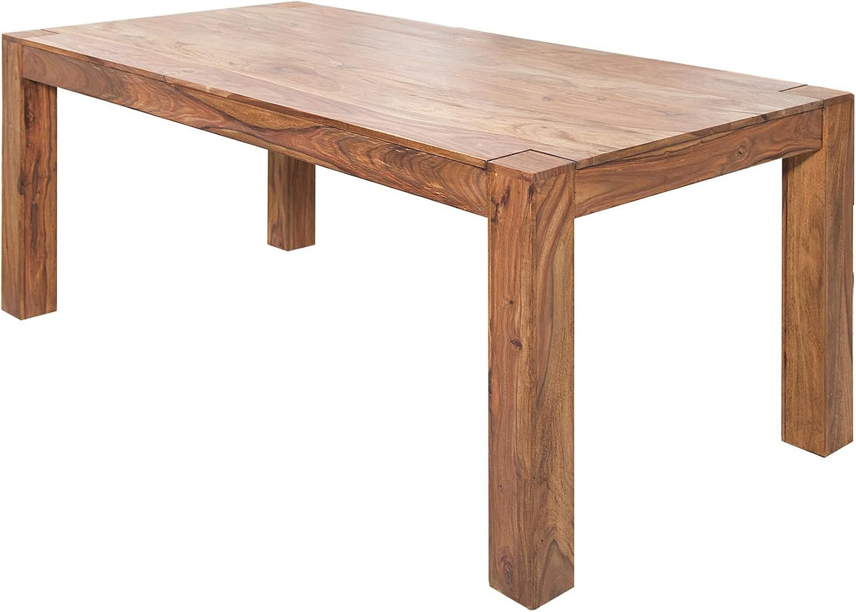 Esstisch massivholz, MAKASSAR 200cm Natur Sheesham lackierte Holzbeine rechteckig Esszimmertisch Küchentisch Konferenztisch Holztisch Tisch