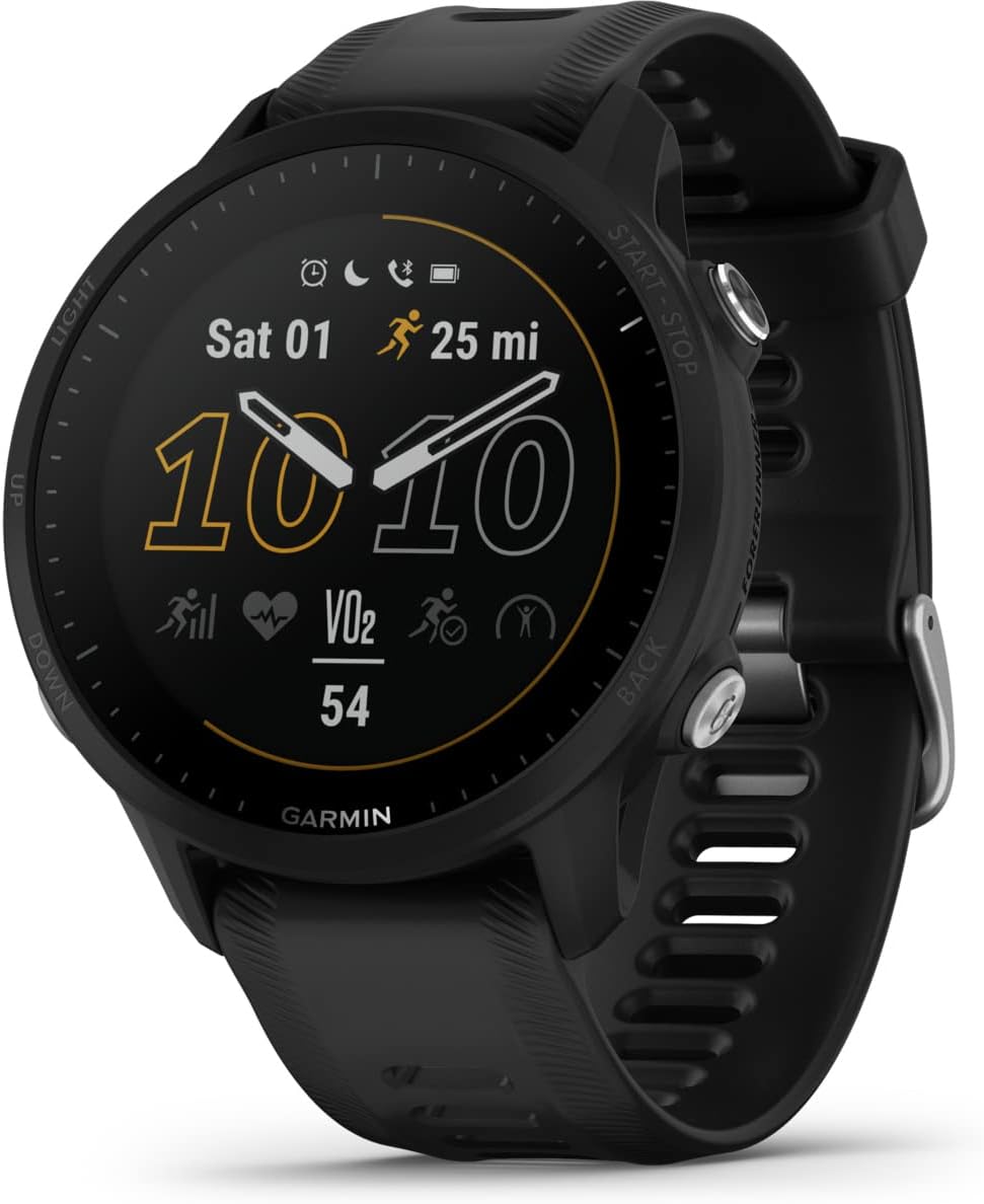 Garmin Aktivitätstracker, Forerunner 955 Schwarz, 1.3 Zoll, GPS-Uhr, wasserdicht, 32 GB Speicher, Afrika Karte, für Laufen/Joggen