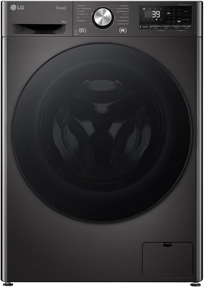 LG F2V7SLIM9B SLIM kompakte Waschmaschine, (9 kg, Energieklasse A-10%, 1.200 U/Min.) mit AI Wash mit AI DD (TurboWash 360°, Allergy Care, AquaLock)